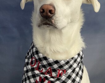 Personalized Dog Scarf Custom Dog Bandana Cat Scarf Buffalo Plaid Pet Bandana Flannel Olaf