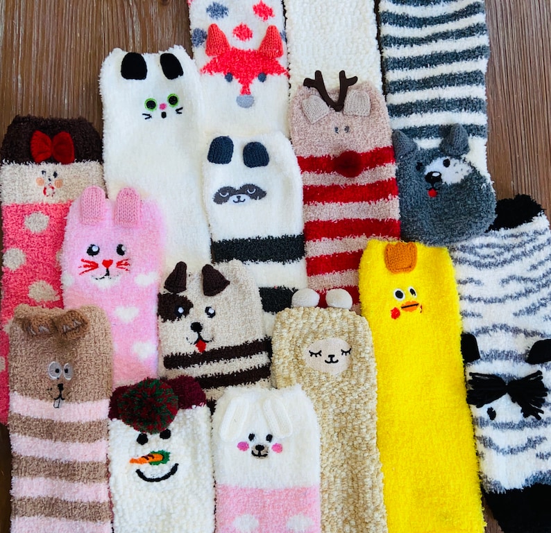 Cute Fuzzy Christmas Socks 