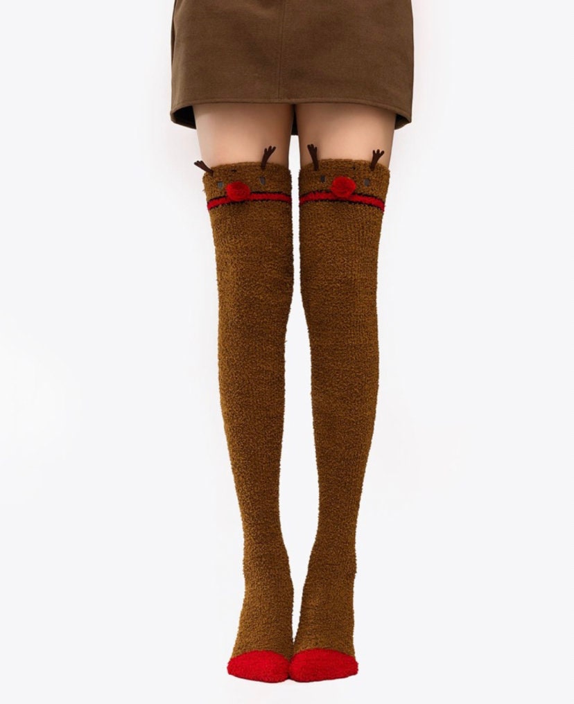 Thigh High Fuzzy Socks Cute Cartoon Over the Knee Stockings Cozy Furry Thigh Highs Warm Soft Stocking Cute Gift Winter Leg Warmer Etsy Canada