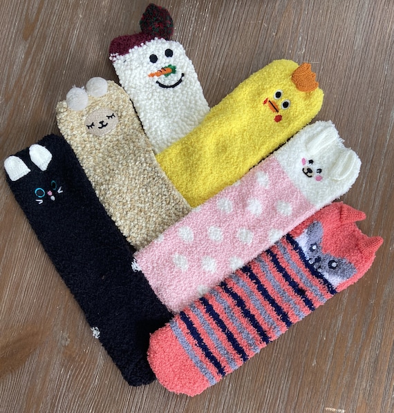 Fuzzy Socks Soft Cute Funny Animal Kids Womens Design Microfiber Slipper  Socks Cozy Fuzzy Winter Warm Socks Owl 