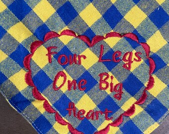 Personalized Dog Scarf Custom Dog Bandana Cat Scarf Buffalo Plaid Pet Bandana Flannel Four legs