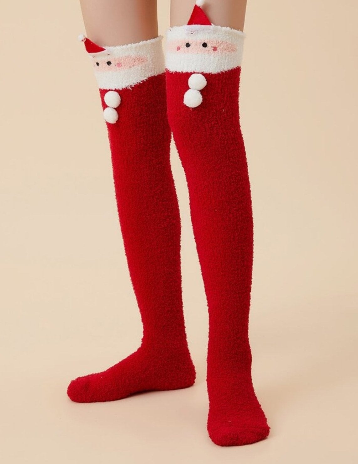 Biruil Fuzzy Socks Over Knee High Cute Cartoon Animal Winter Leg Warmers Stockings 