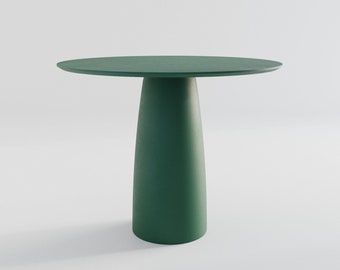 Kopar Table in Dark Green Modern Contemporary Japandi Sleek Round Circular Kitchen Dining Table Minimal Luxury Quality Furniture