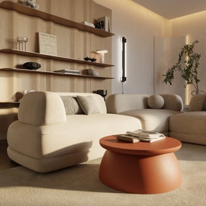 Japandi style Coffee table Earth1 I Terracotta colour I For Designers I Any color I Low table IMini table I Unique I One leg I 60cm diameter