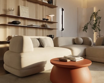 Japandi style Coffee table Earth1 I Terracotta colour I For Designers I Any color I Low table IMini table I Unique I One leg I 60cm diameter