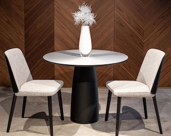 Kopar Round Brushed Aluminum dining table d98