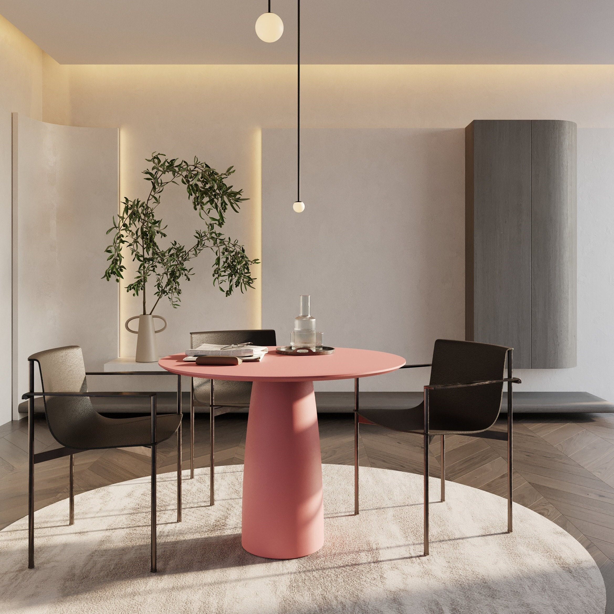 Kopar Runder Antik Rosa Esstisch d98