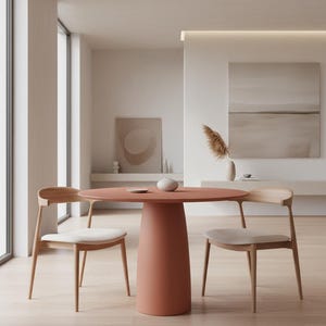 Mesa de jantar redonda Kopar na cor terracota d98