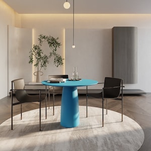 Kopar Round Blue color  Dining Table d98