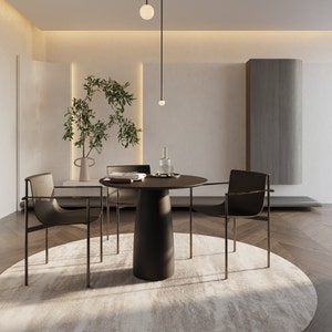 Kopar Round Black colour dining table d850
