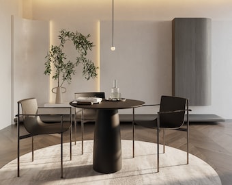 Kopar Round Black colour dining table d850