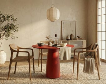 Kopar Round Red color  Dining Table d98