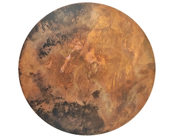 Tablero de mesa de cobre envejecido Kopar d98 cm / 38,6 pulgadas / hecho a mano / único en su tipo / fácil de montar / para comedor y mesa de café / arte de pared