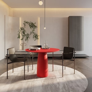 Kopar Round Red color  Dining Table d98