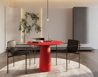 Kopar Round Red color  Dining Table d98