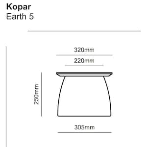 May include: Line drawing of a table lamp with dimensions labeled in inches. The lamp is 320mm wide, 220mm deep, and 250mm high. The base of the lamp is 305mm wide.