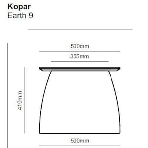 Pu&ograve; includere: Disegno a linea di una tavola con dimensioni etichettate in millimetri. Il tavolo &egrave; largo 500 mm, alto 410 mm e profondo 355 mm. Il piano del tavolo &egrave; rettangolare e le gambe sono curve.