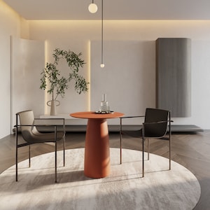 Japandi design Round Terracotta color  Dining Table d690mm