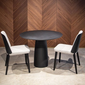 Kopar Runt Svart Lava Matbord: Japandi Minimalistisk Design (d98)