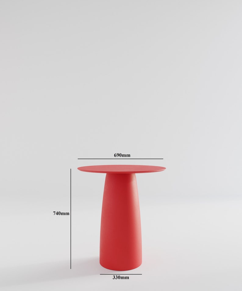 Kopar Round Red color Dining Table d690mm image 3