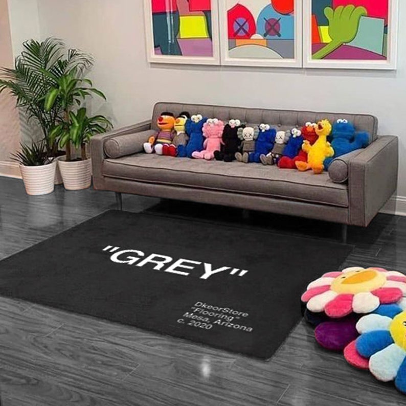 Grey Off White Rug for Custom Hypebeast Room Decor Etsy