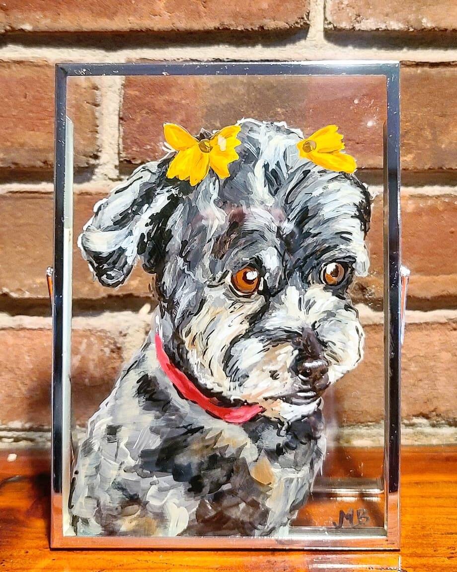 Glass Pet Portrait in Floating Frame Etsy