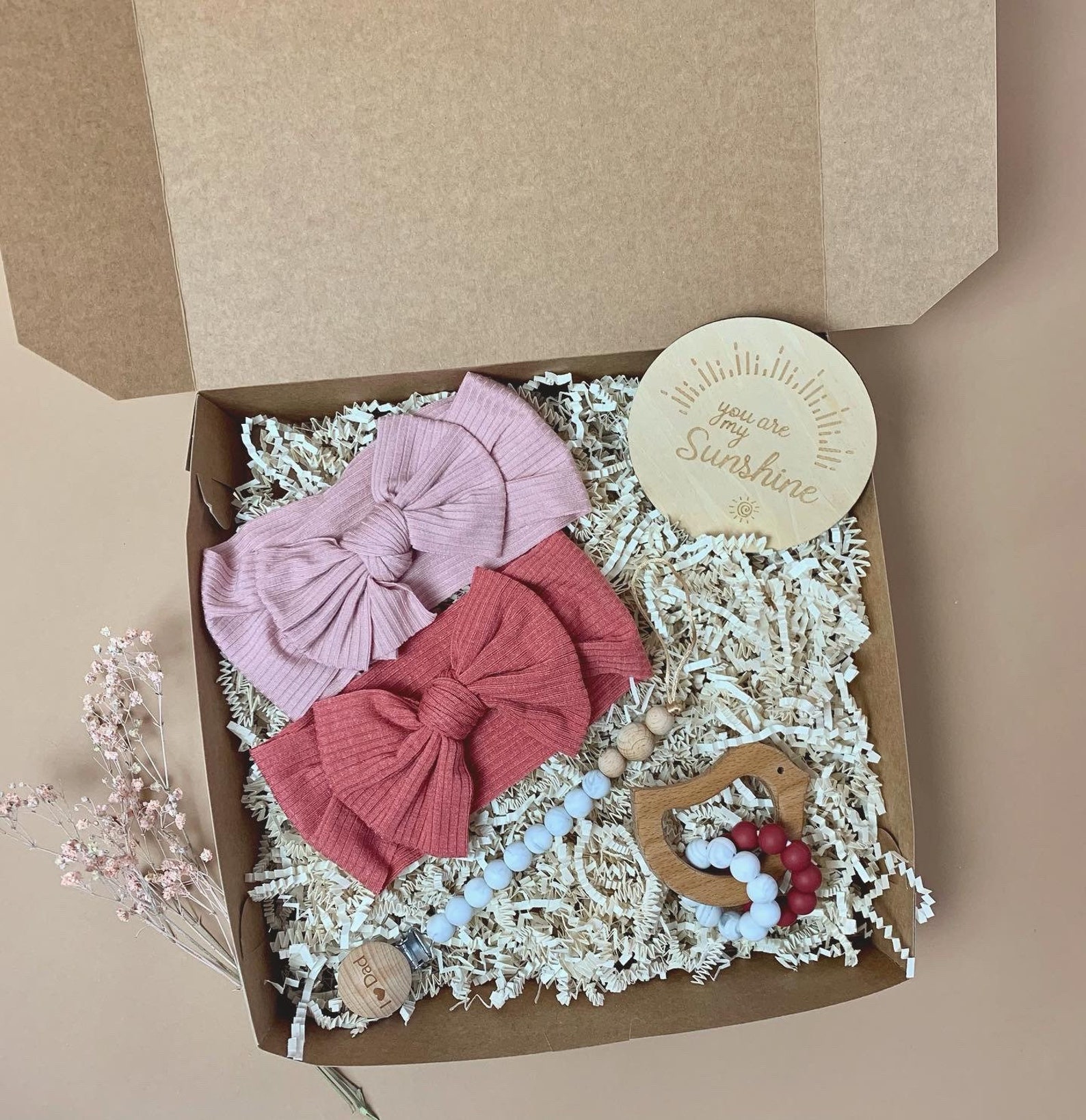 Newborn gift box baby headband set pacifier clip baby Etsy