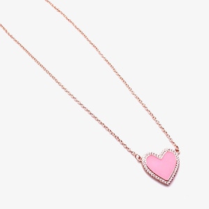 Gold Pink Swirl Heart Collier Necklace 