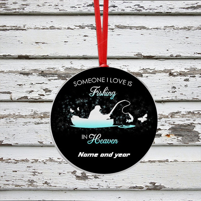 Download Someone I Love Is Fishing In Heaven Round Ornament Print Sublimation Png Image Drawing Illustration Art Collectibles Leadcampus Org