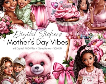 Mother's Day Digital Stickers – 68 PNG Files | GoodNotes | Mother's Day Clipart | Digital Planner Stickers | Instant Download | 300 DPI