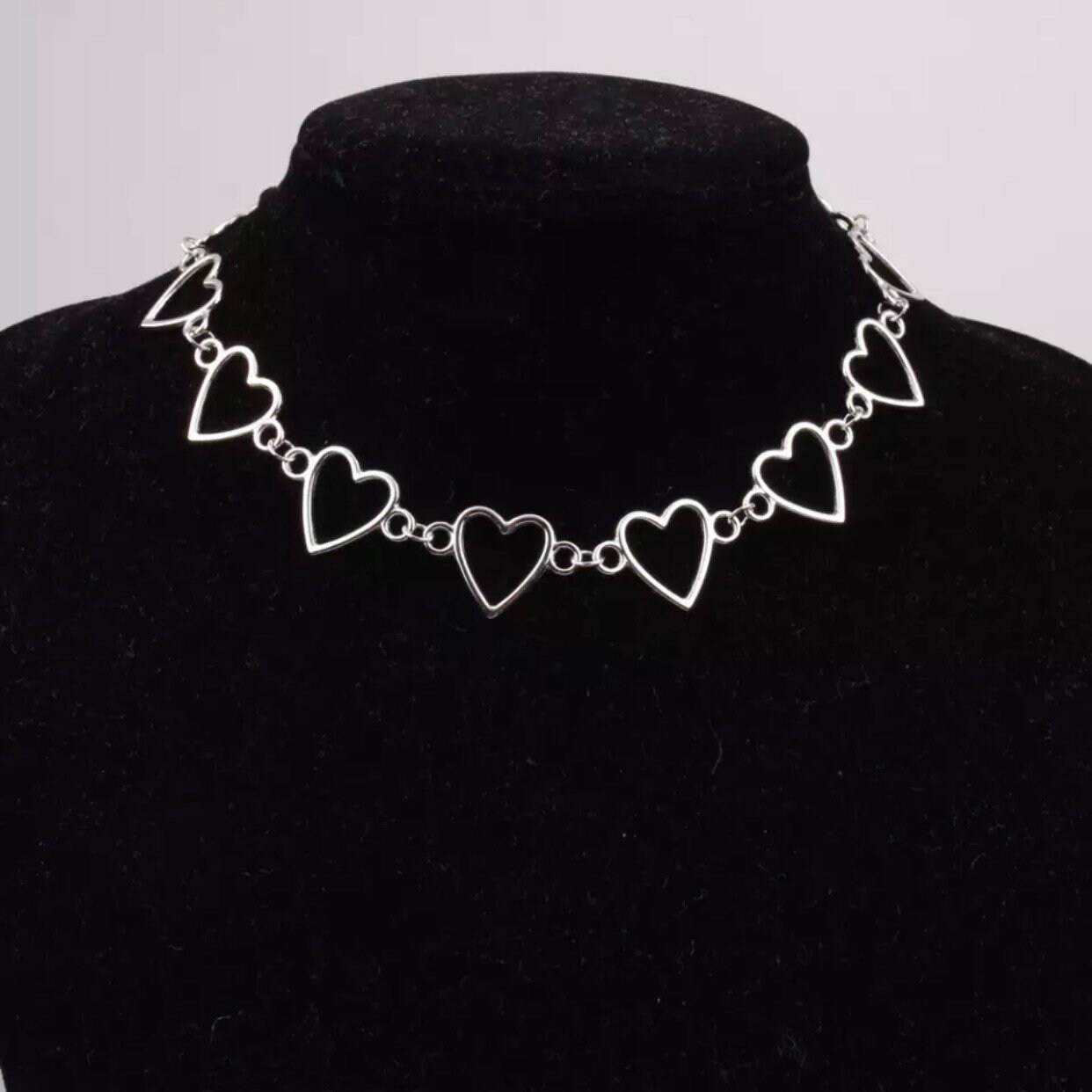 Y2k Heart Silver Choker Necklace Dainty Necklace Jewellery Etsy UK