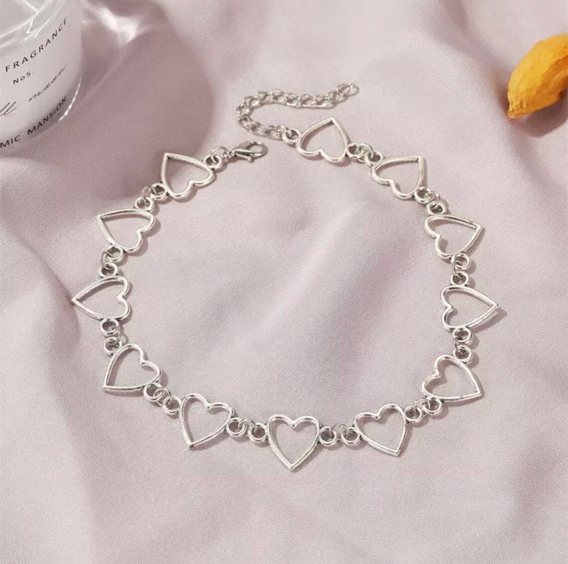 Y2k Heart Silver Choker Necklace Dainty Necklace Jewellery Etsy UK