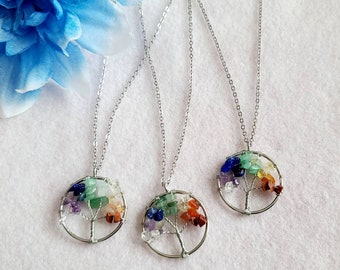 tree of life pendant | chakra pendant | tree of life | wire wrap | chakra stones | crystal necklace | Tree of life necklace | healing stones