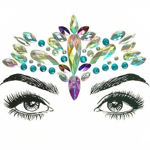 Face & Eyes Sexy Rhinestone Body Stickers Pasties Nipple Cover Breast Adhesive Reusable - Lifestyle, Crystal, Rave, Rally, Costume, Lingerie