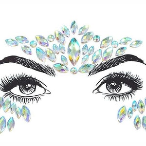 Face & Eyes Sexy Rhinestone Body Sticker Pasties Nipple Cover Breast Adhesive Reusable - Lifestyle, Crystal, Rave, Rally, Costume, Lingerie