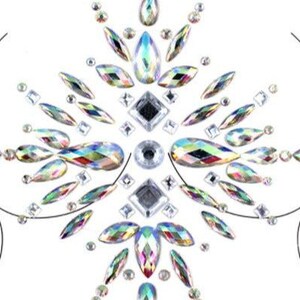 Sexy Chest Neck Rhinestone Pasties Nipple Cover Breast Adhesive Reusable - Body Stickers, Lifestyle, Crystal, Rave, Rally, Costume, Lingerie