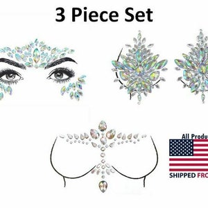 Reusable Pasty Nipple Cover Body Jewel Sticker Rhinestones Sexy Rave Crystal