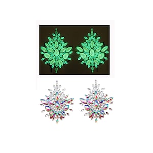 Sexy Strass Glow in Dark Pasties Nipple Cover Body Sticker Crystal- Led Light Neon Rave Party