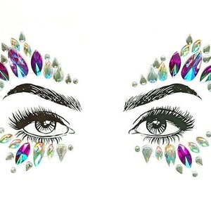 Face & Eyes Sexy Rhinestone Body Stickers Pasties Nipple Cover Breast Adhesive Reusable - Lifestyle, Crystal, Rave, Rally, Costume, Lingerie