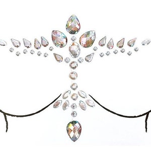 Sexy Chest Neck Rhinestone Pasties Nipple Cover Breast Adhesive Reusable - Body Stickers, Lifestyle, Crystal, Rave, Rally, Costume, Lingerie