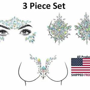 Reusable Pasty Nipple Cover Body Jewel Sticker Rhinestones Sexy Rave Crystal