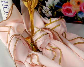 Pink and Gold Napkins, light pink,  Rose Gold, Silver, Classic Satin Finish