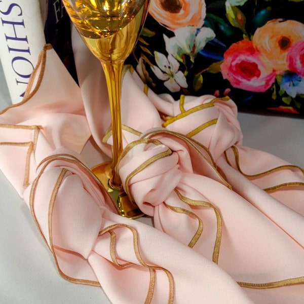 Pink and Gold Napkins, light pink,  Rose Gold, Silver, Classic Satin Finish