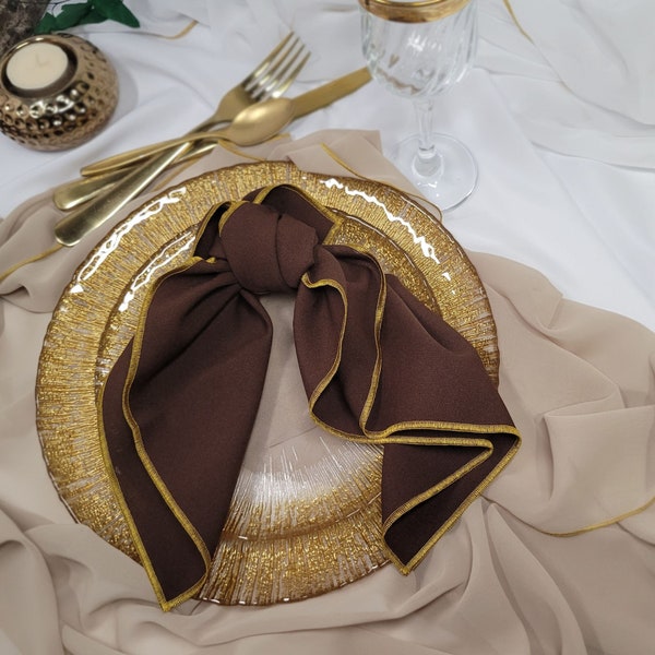 Brown and Gold Napkins, Polyester, Dinner and Cocktail Napkins