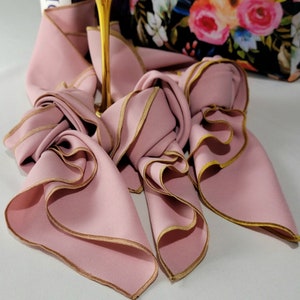 Dusty Rose Pink and Gold Napkins, Polyester, Cocktail/Dinner Napkins, Dusty Rose Napkins