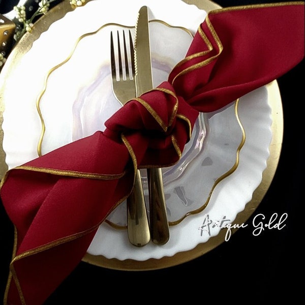 Red and Gold Napkins, Polyester, Cocktail/Dinner Napkins
