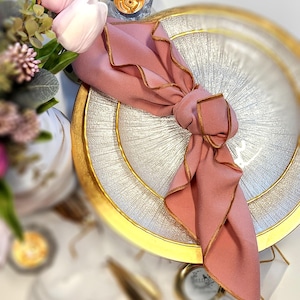 Dusty Rose Pink and Gold Napkins, Polyester, Cocktail/Dinner Napkins, Dusty Rose Napkins