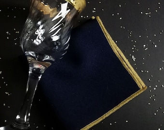 Polyester Cocktail Napkins with Gold Trim, Novelty Napkins , 10 inch