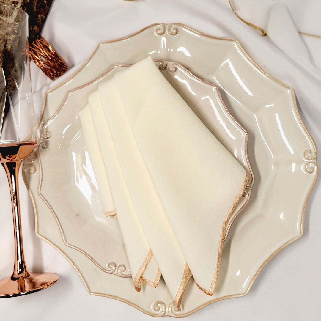 Ivory and Rose Gold Napkin, Pink Rose Gold, Gold Rose Gold, Polyester Napkins, Cocktail Napkins