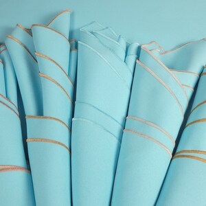 Aqua Blue and Gold, Polyester Dinner Napkins, Cocktail Napkins Aqua Blue, Turquoise Classic Satin Finish